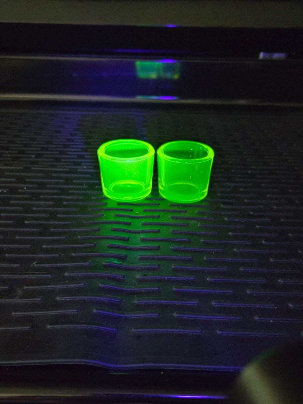 Uranium Glass Cup Glows x 2